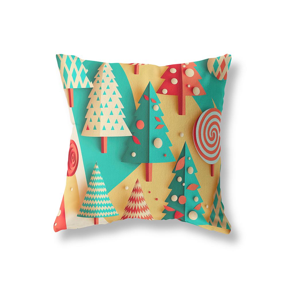Home Decoration Christmas Theme Printing Pattern Polyester Cushion Cover Home Living Room Sofa Decoration Pillow Pillow Cover