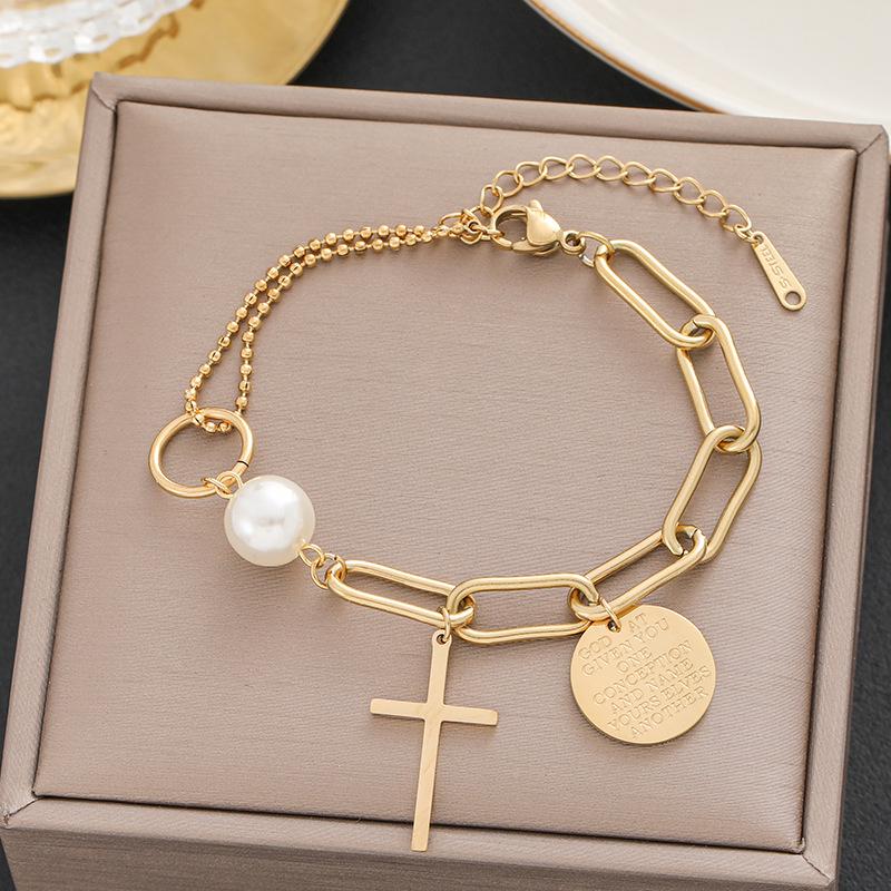 Meichen 18k Gold Non-Fading Titanium Steel Women's Fashion Bracelets - Simple, Versatile, Trendy European and American Style.