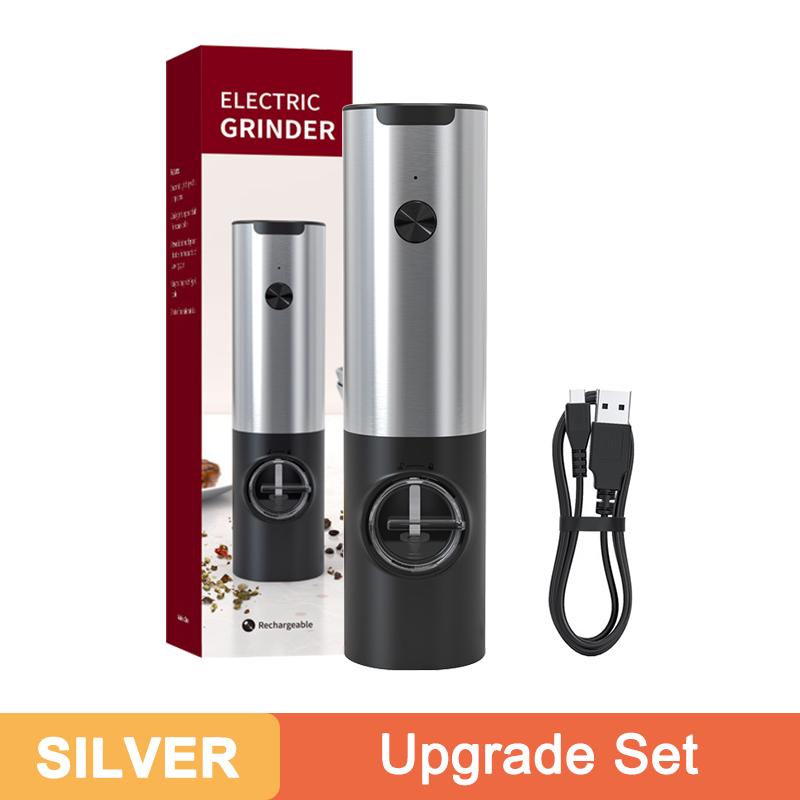 

1/2 шт., электрическая мельница для соли и перца из нержавеющей стали с зарядной базой, автоматическая перезаряжаемая мельница для перца, мельница для соли и специй 1Pc чёрный