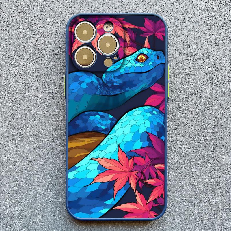 Snake Flower Snake Painting Phone Case for iPhone 11 12 13 Mini Pro Max 16 15 14 Pro Max XS X XR 15 8 7 Plus SE Shockproof Cover