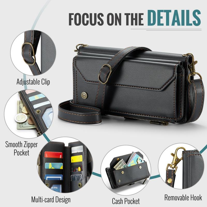 Custodia di Lusso in Pelle per Samsung S24 FE S23 Ultra S22 S21 Plus S20 S25 A16 A17 A57 A55 A35 A54 A34 S26 Tracolla con Cordino Portafoglio con Zip Slot per Carte Copertura