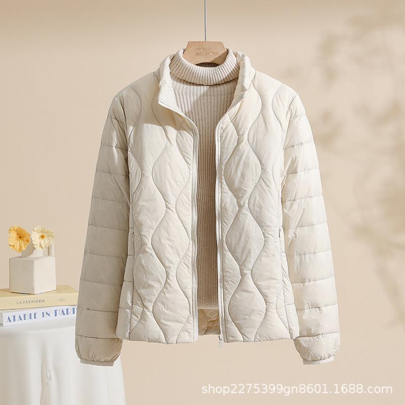 Autumn and Winter Stand-up Collar Light and Thin Women's Down Jacket White Duck Down Light and Warm Autumn and Winter Thin Large-size Jacket Han Chao