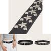 New Star Studded Fashionable Punk Style Wide Belt For Women's Jeans Faux Leather Material