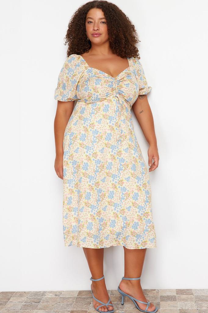 Damen-Stil, Übergröße, mehrfarbiges, gewebtes Kleid mit Blumenmuster