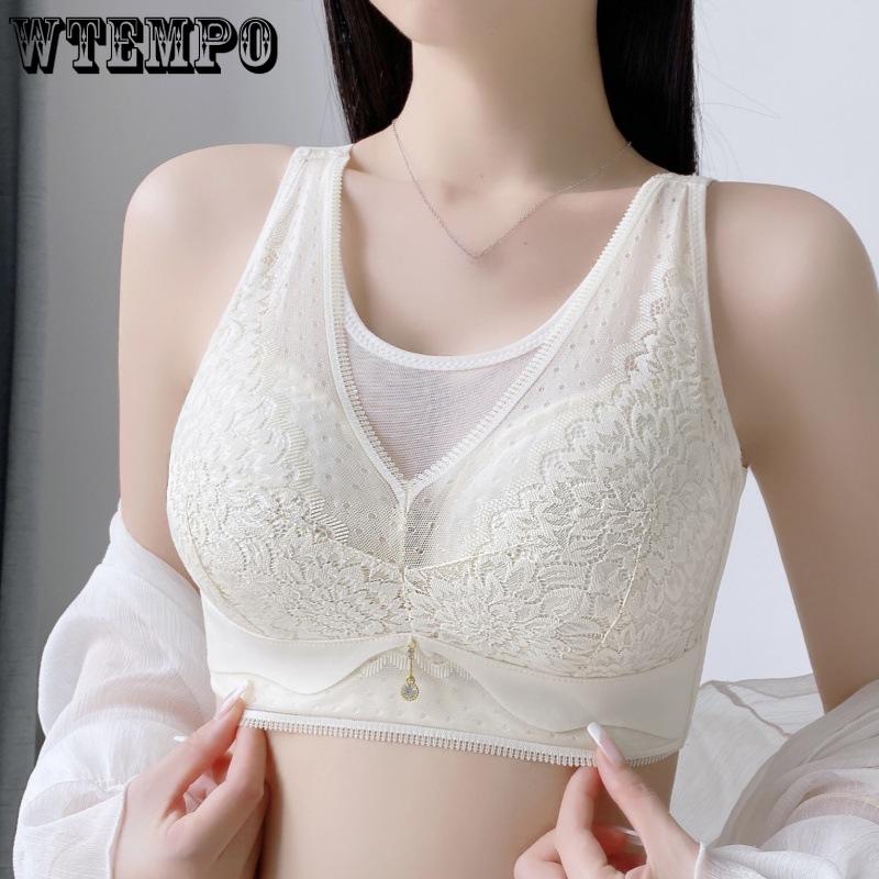 

Summer Lingerie Women s Collection Accessory Breast Anti Sagging Bra Thin Breathable Lace Large Size Seamless Bra 44/100E бежевий