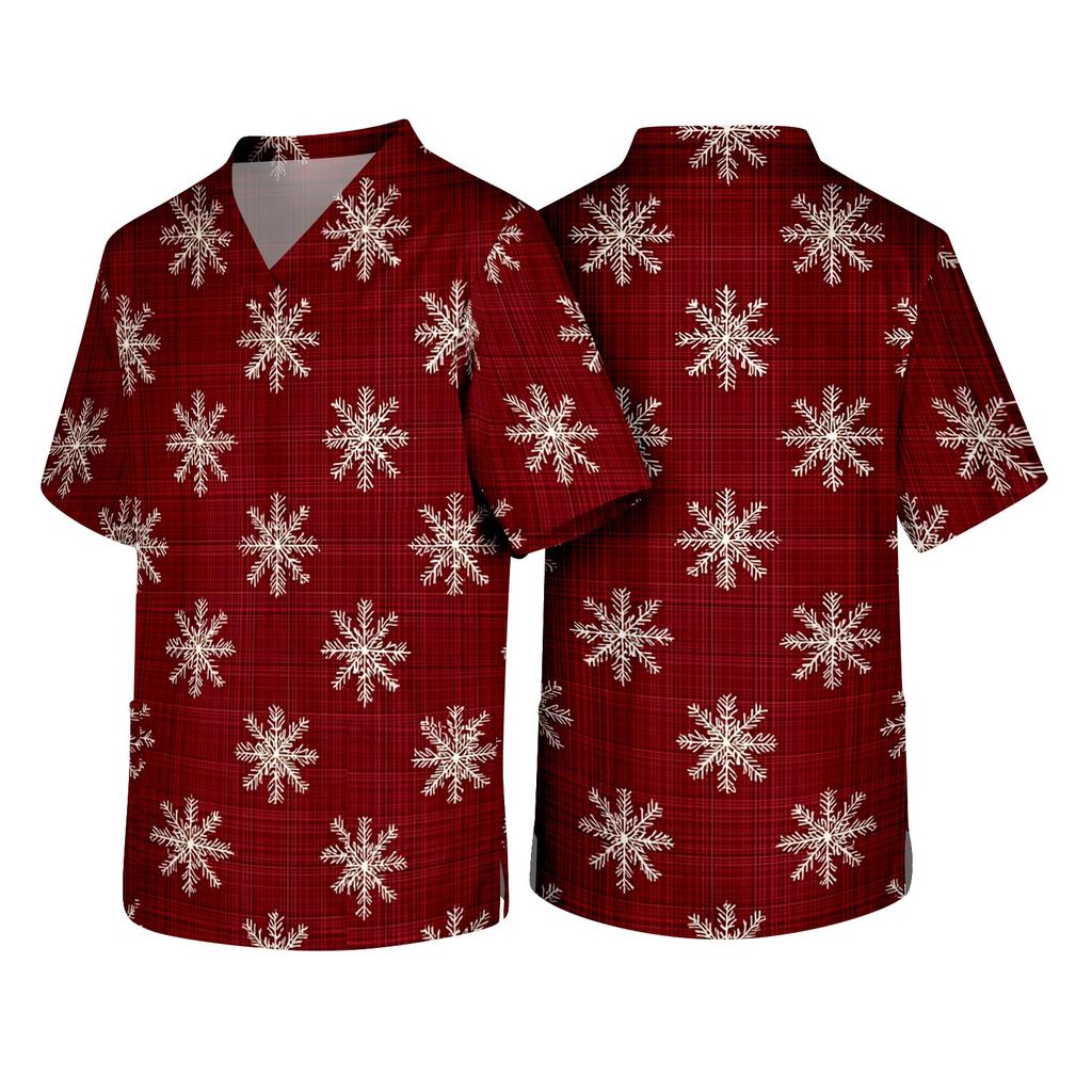 Men's Christmas Themed Caregiver Uniform for Holiday Work Wear