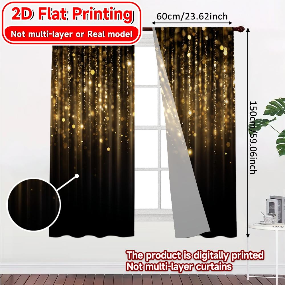 2D Flachdruck 2 Stück Goldener Neujahr Beliebte Kreative Vorhänge Garnvorhänge Art Deco Festlich Geeignet für Schlafzimmer