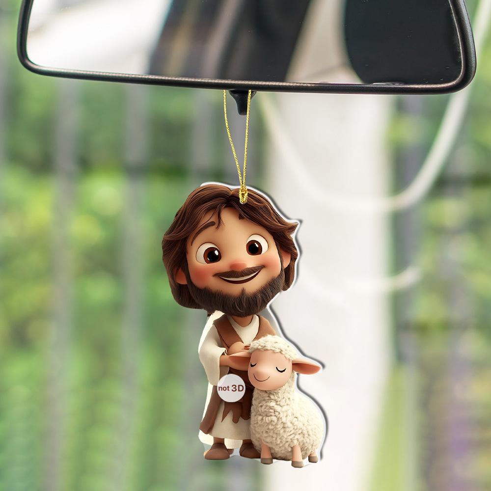 6-Piece Set, Christmas Gift Package Acrylic 2D Flat Backpack Car Pendant Pendant Christmas Tree Decoration Pendant Gift