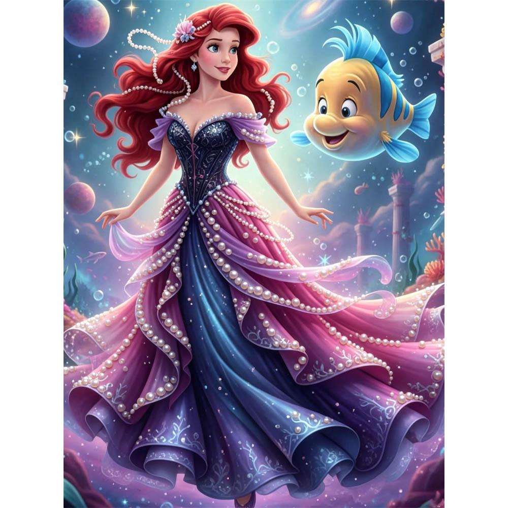 

Disney Pearl Painting Ariel Deep Sea Dress Creative Art 5D Pearl Embroidery Cross Stitch Kit Handmade DIY Home and Room Decor Gift 35x45cm