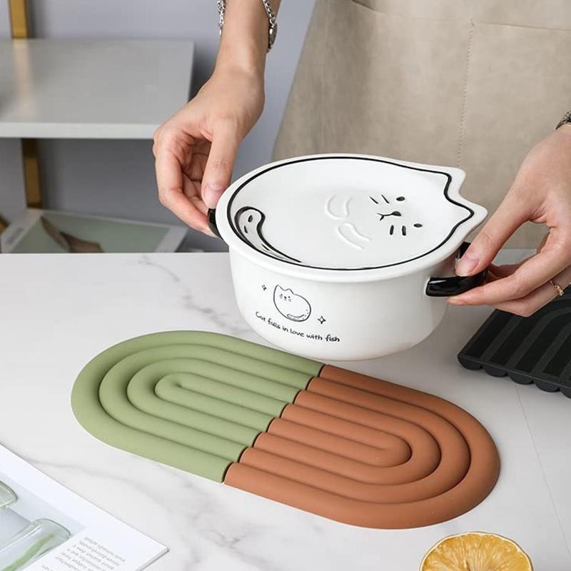 Rainbow Silicone Mat Pot Thermal Table Heat Resistant High Temperature Cup Thickened To Prevent Scalding