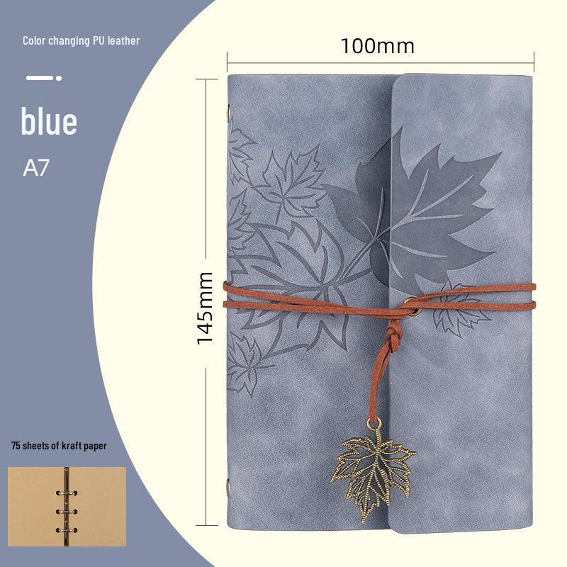Maple Leaf Retro Loose-Leaf Notebook with Customizable Logo and Skin-Feel Cover