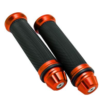 Nakira 314 Grip! Bike Grips Withs Custom Bar End, Aluminum Handle, 0.9 Inch (22.2 Mm) Diameter, For Motorcycles, (Deep Orange)
