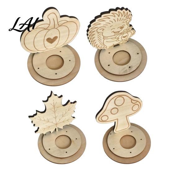 Decorative Autumn Centerpiece Wooden Candle Holder Halloween Tea Light Holder Pumpkin/Mushroom/Maple Leaf/Hedgehog for Table Centerpieces Fall Theme
