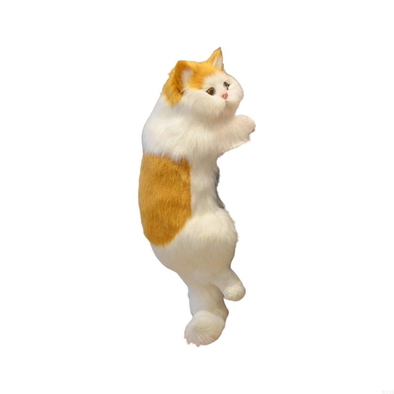 KX4B Simulation for Cat Pendant Plush Animal Art for Doll Ornament Desk Decor for Home Bedroom Living Room Decoration Gift