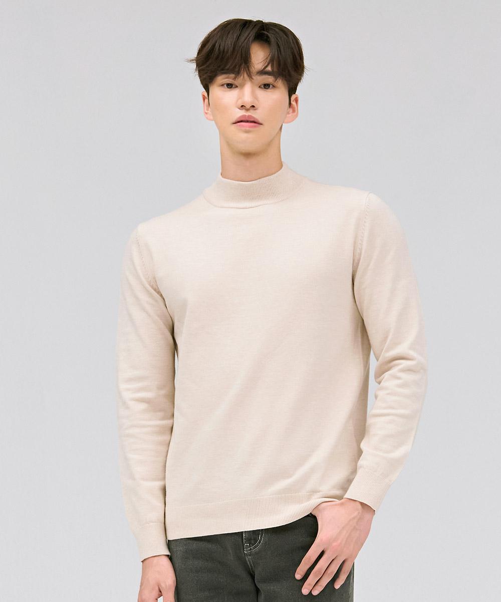 Chase Cult Men S Essential Mock Neck Sweater - Beige Lbeige/95