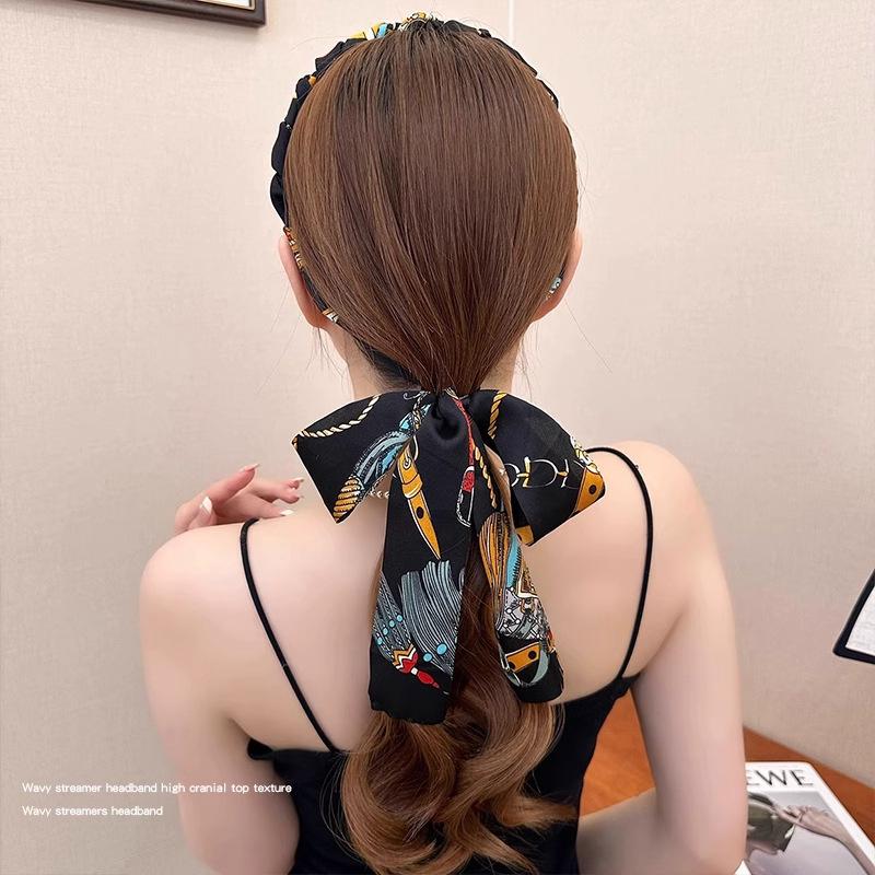 Ribbon Comb Headband, Vintage Wave Headband With Floral Ribbon & Comb - Reversible High Crown Effect Hairband