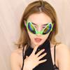 Alien-Themed Rainbow Fashion Glasses with Green Glitter Antennas - Fun Party Accessory for New Year's, Halloween, and Themed Events