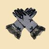 Ladies Summer Sunscreen Gloves, Mesh Bow, Black Lace Etiquette Gloves, Wedding Gloves