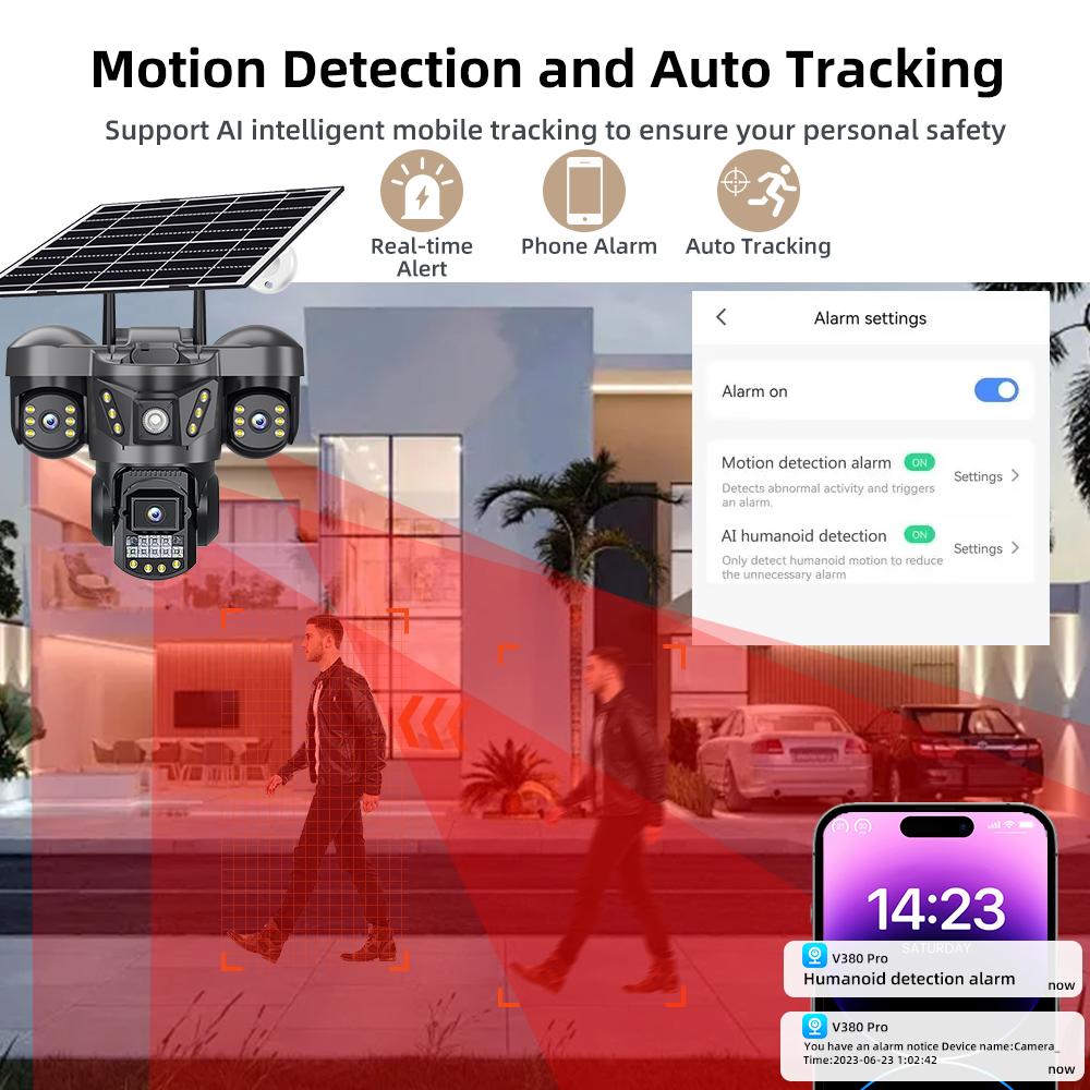 AOV Solar Monitor Home All-day Recording 4g Three-screen Solar Camera CCTV