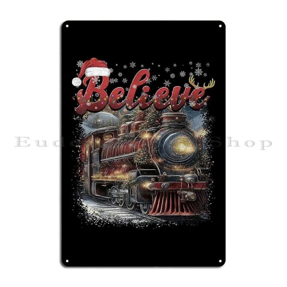 Vintage Christmas Metal Tin Sign Home Festive Wall Decor