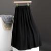 Women's Summer Solid Color Elastic High-Waisted A-Line Pleated Half Skirt Ladies Premium Elegant Casual Long Skirt