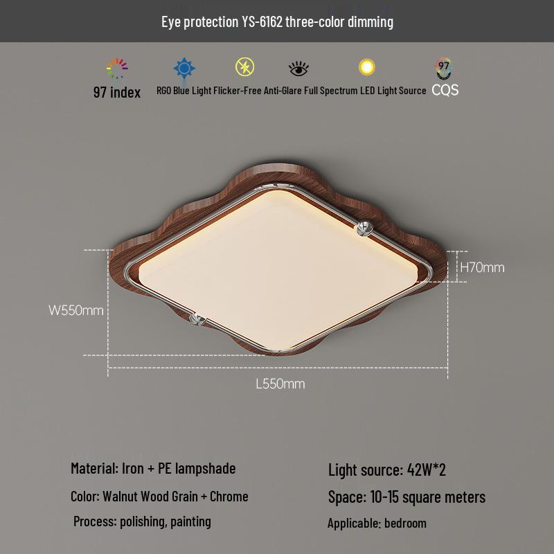 Vintage Solid Wood Eye Protection Ceiling Light for Living and Dining Rooms