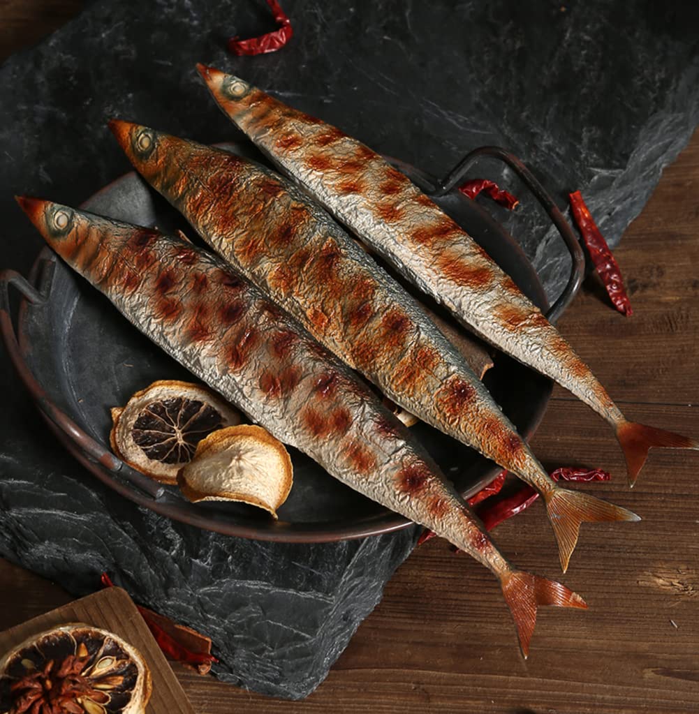 PCB Sanma Food Replica, Grilled Sanma, Fish Food Display, NH7723 (Set of 3)