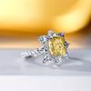 Simple and exquisite floral yellow diamond zircon ring with versatile temperament, high-end feeling, floral full diamond ring