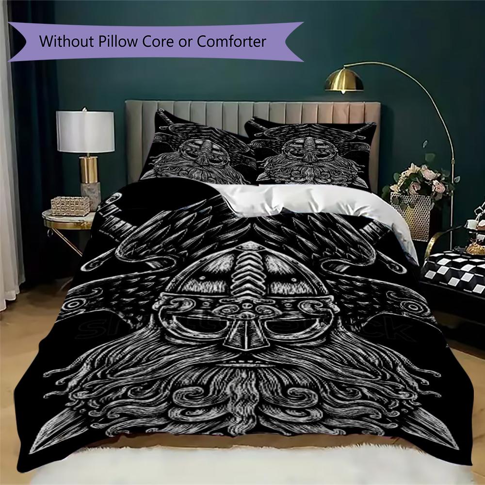 Odin Viking Warrior Pattern Bedding,Quilt Set Quilt Cover Pillowcase Home Birthday Gift (1*duvet cover+2*pillowcase,without core)ZSJT0917129