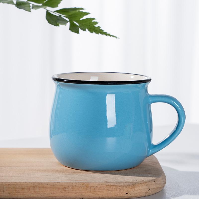 

Factory Spot Ceramic Cup Big Belly Cup, Milk Breakfast Cup Coffee Cup, Color Glaze Can Be Determined Small небесно-голубой