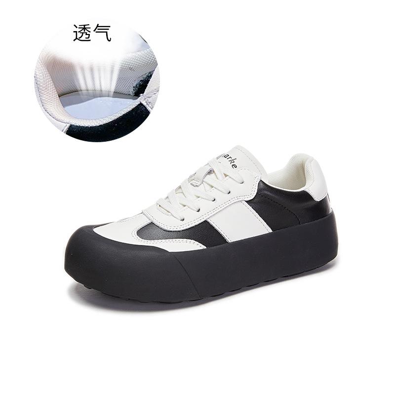 Leather Little White Shoes Women's Spring 2025 New Flat Baseplate Shoes Women's Casual Versatile Women's Shoes Platform German Training Shoes Women's