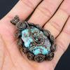 Tibetan Turquoise Gemstone Copper Wire Wrap Handmade Pendant Jewelry Gift For Love