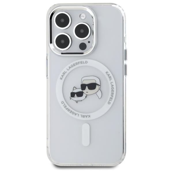 Karl Lagerfeld Klhmp15Xhlskch Iphone 15 Pro Max 6.7 Biały/White Twarde Etui Iml Metalowa Głowa Karl&Choupette Magsafe