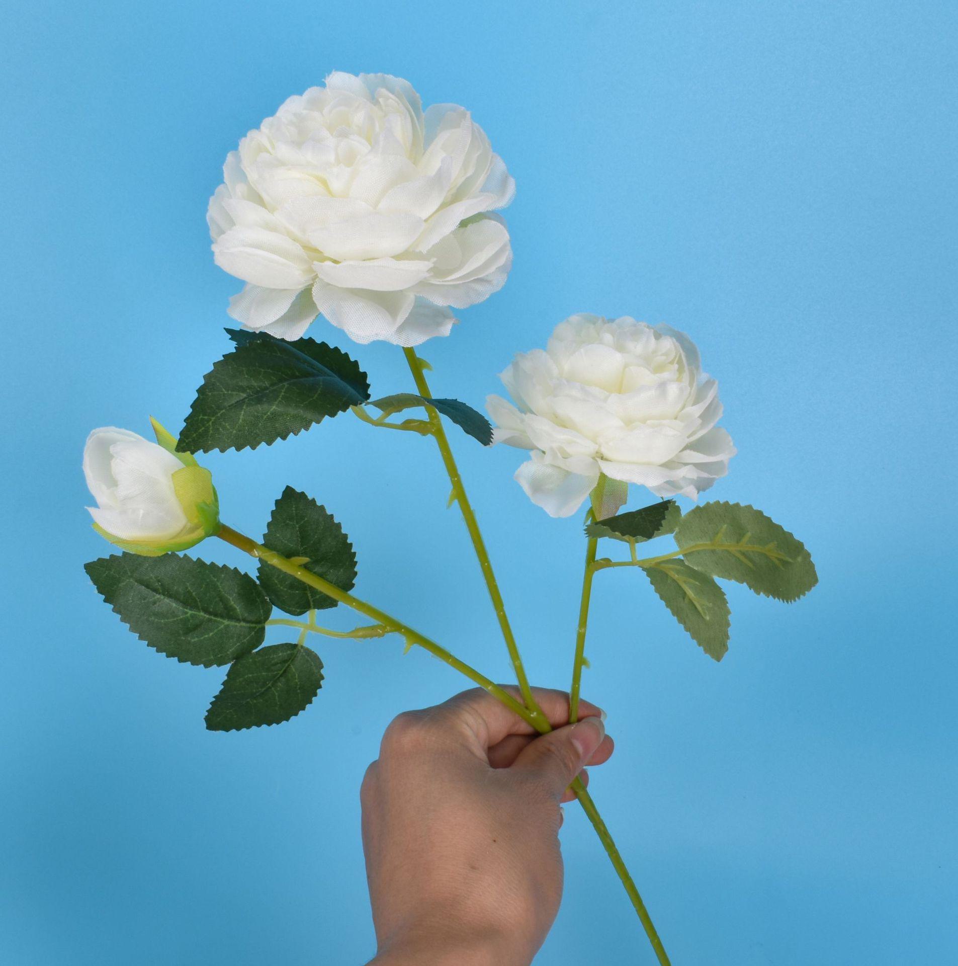 

Свадебная композиция из 3 пионов в европейском стиле - Искусственные шелковые цветы для домашнего декора белый