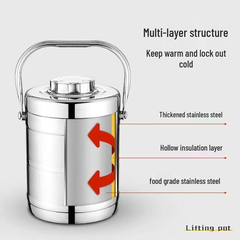 Stainless Steel Insulated Multi-layer Lunch Box with Super Long Insulation and Large Capacity for Adults and Students.