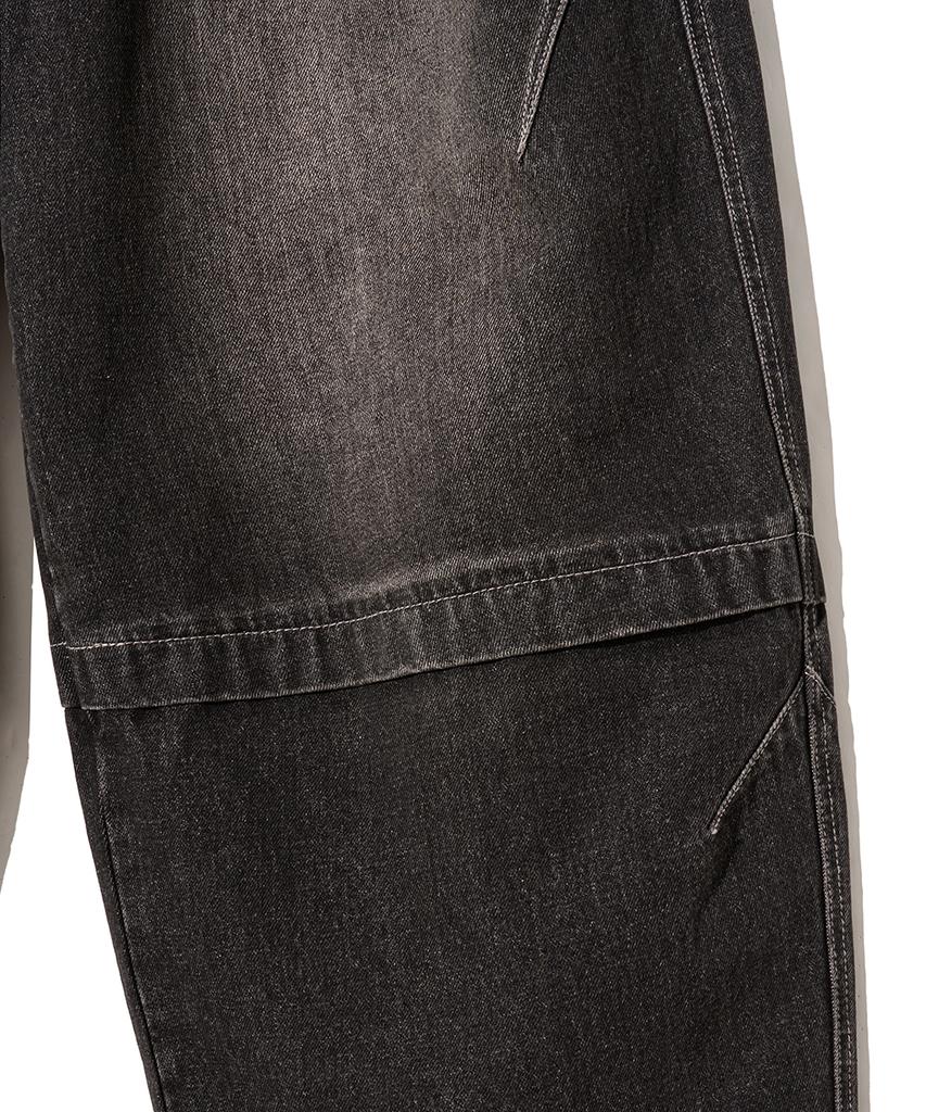 Gakkai Unions Button Flap Dart Balloon Denim Pants Black