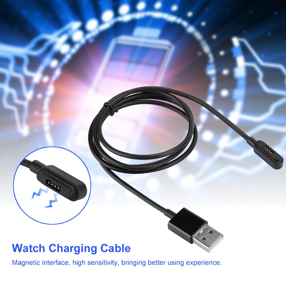 1m 3.3ft Smart Watch Magnetic Charger Charging Data Cable Black for Asus ZenWatch 2