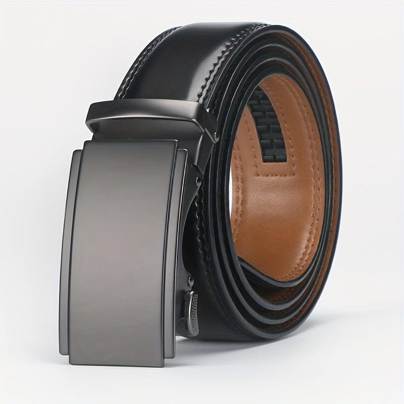 Men's Two-Layer Cowhide Leather Belt with Automatic Buckle - Versatile Business Style