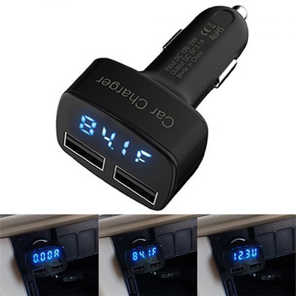 Car Charger 4 In 1 Dual 3.1A USB Voltage Current Meter Tester Bullet Adapter For iPhone Samsung Huawei