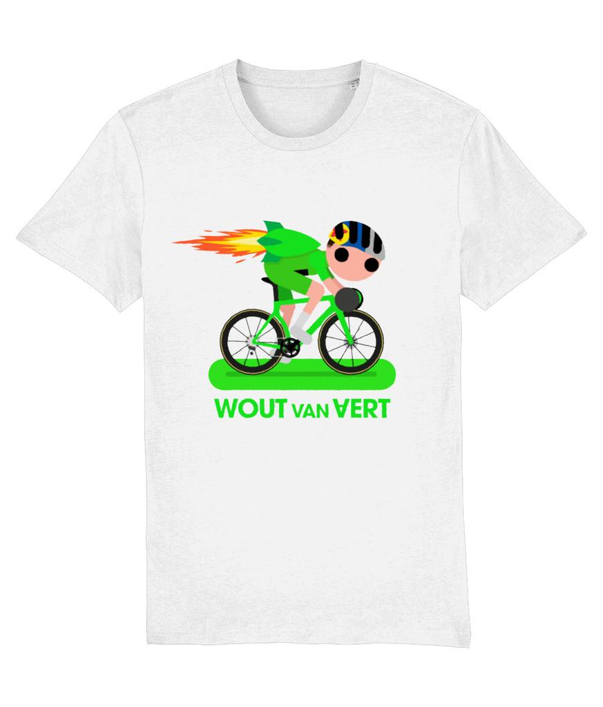T-shirt Wout Van Aert Vincitore Parigi-Roubaix 2026 Team Visma Ciclismo Citazione Never Stop Believing Merchandising per Fan T-shirt in Cotone