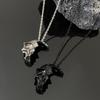 Half face skull necklace men's retro alloy skull pendant gothic necklace jewelry