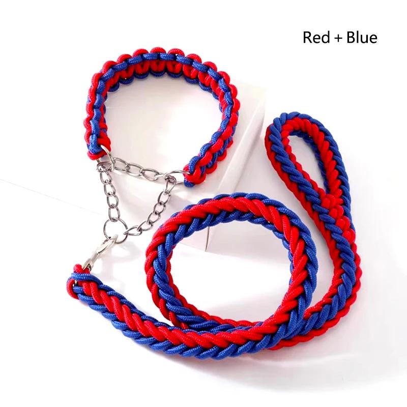 130cm Super Strong Coarse Nylon Dog Leash Army Green Canvas Double Row Adjustable Dogs Collars For Medium Large Dogs Leashes Set