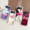Phone Case For Samsung Galaxy Z Flip 3 4 5 Hard Folding Clear PC Bumper Lovely Pink Flamingos Leaf For Samsung Z Flip 6 Cover