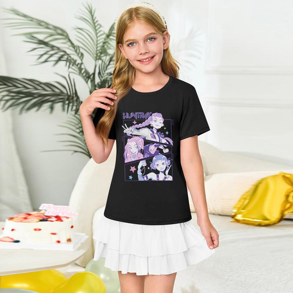 Fashionable Round Neck Short Sleeve Work Clothes Printed Tops For KID Summer Tops