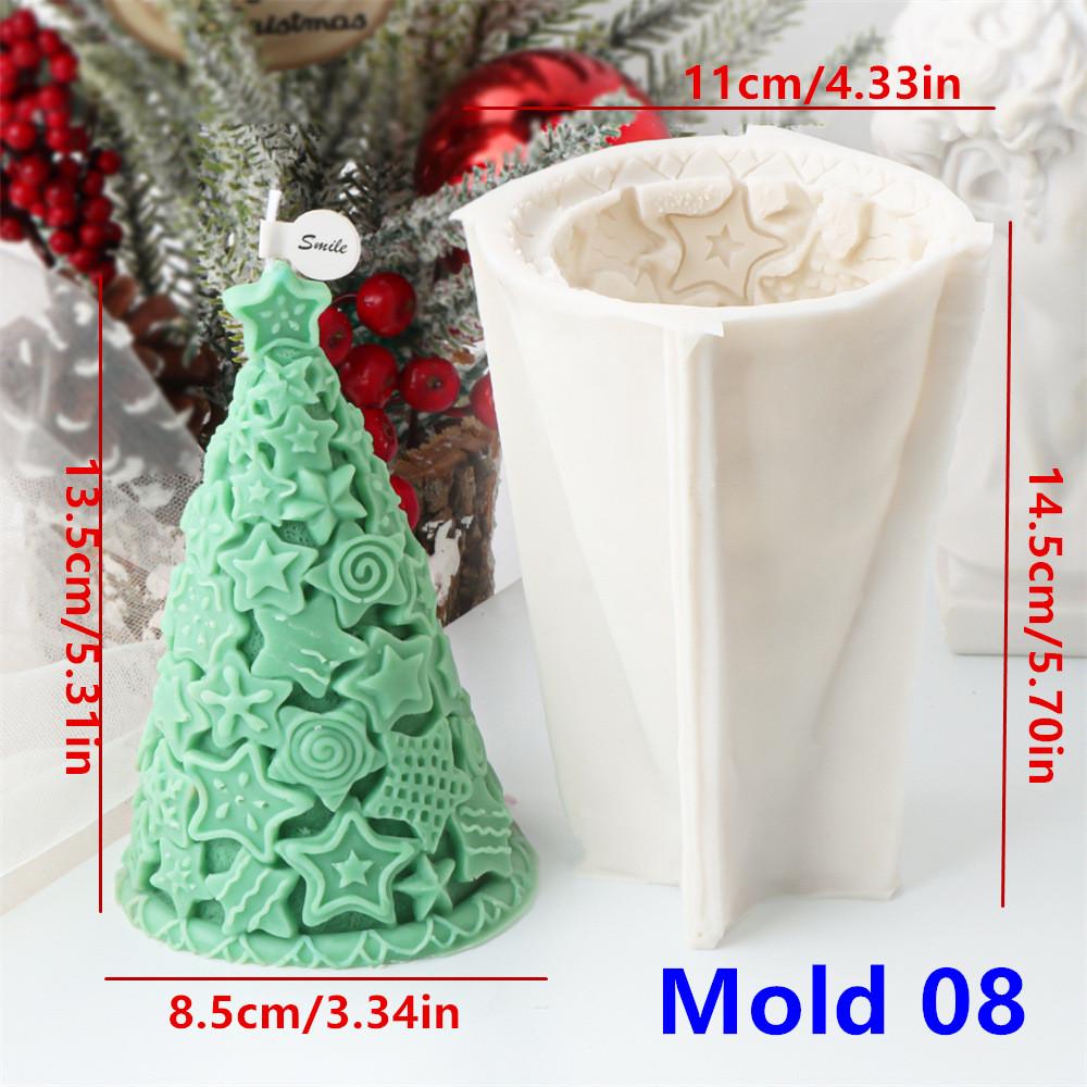 3D Fir Tree Christmas Tree Candle Silicone Mold Five Pointed Star Coniferous Christmas Tree Candle Silicone Mold