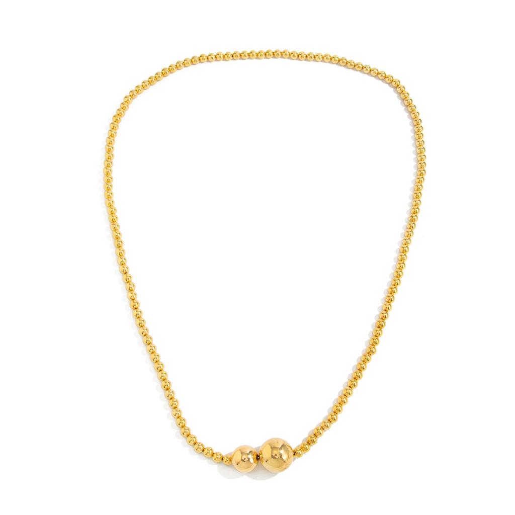 Simple Imitation Pearl Beaded Long Necklace, Fashionable Small Fragrant Style Ccb Round Beads Stacked With Sweater Chain