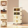 40-60cm Wide Transparent Foldable Double Door Floor Storage Cabinet with Multiple Layers