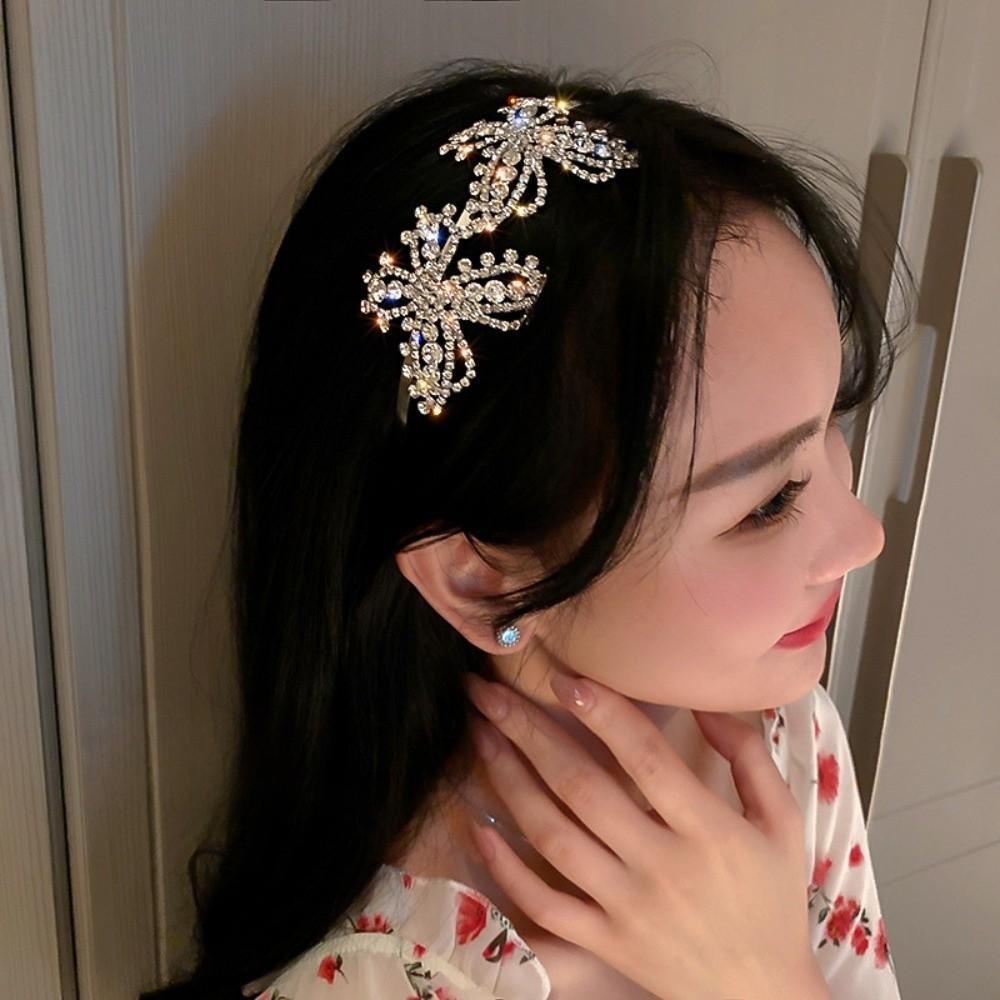 Shiny Rhinestone Hair Band Glamorous Crystal Headwear Unique Butterfly Headband  Girls Accessories