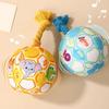 Plush Ball Dog Chew Toy Boredom Stress Relief Bite Resistant Squeaky Cartoon Ball Toy with Cotton Rope Pet Teething Cleaning Toy
