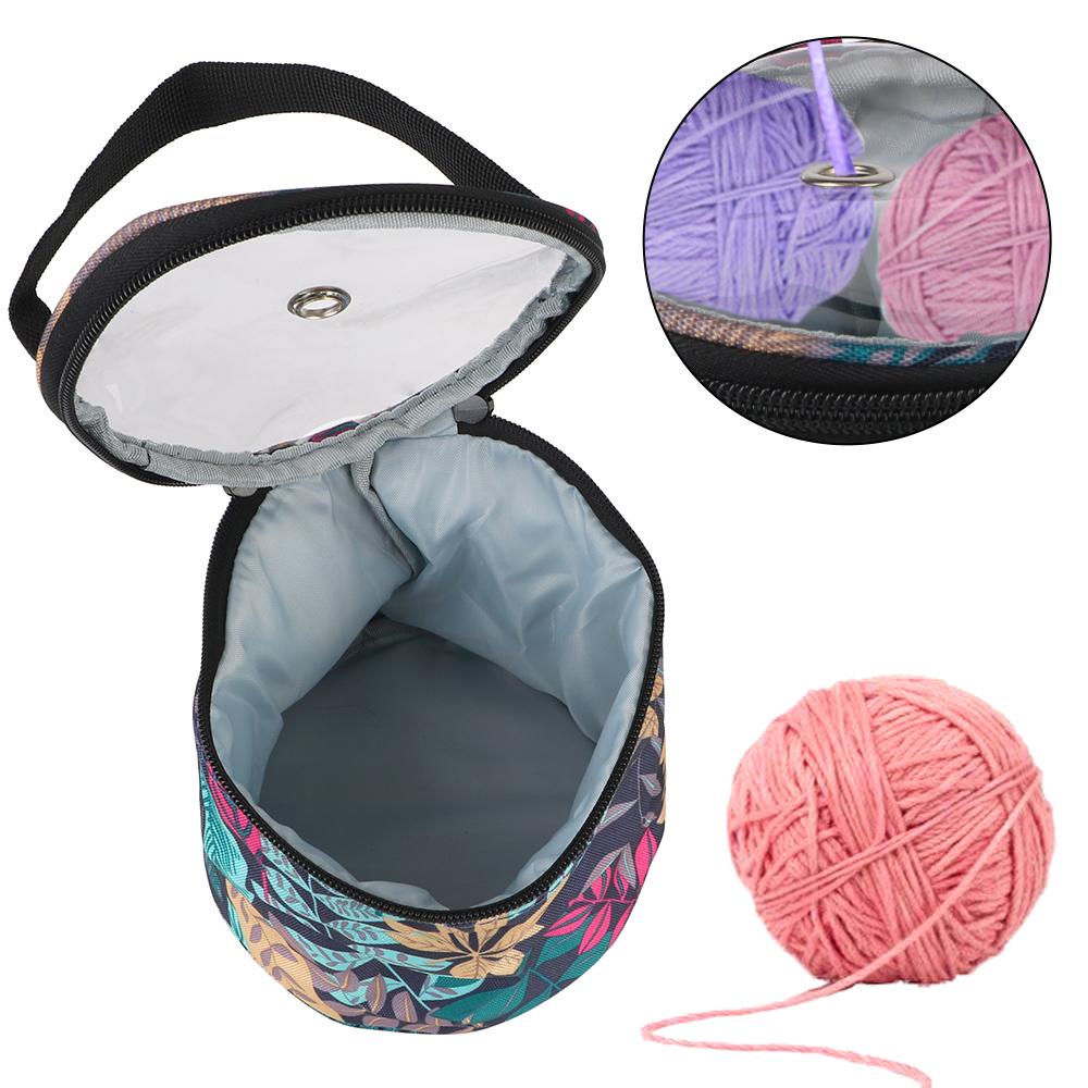 Round Weave Tools Accessories Sewing Bag Knitting Projects Organizer for Yarns Yarn Storage Bags with Zipper Sewing Needles Handbag